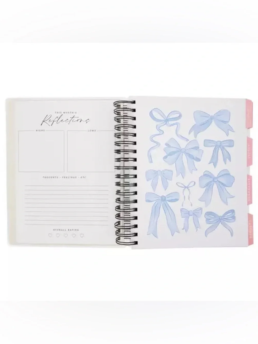 2026 - 2027 Romantic Bows Spiral Planner - 18 Months